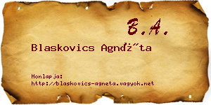 Blaskovics Agnéta névjegykártya